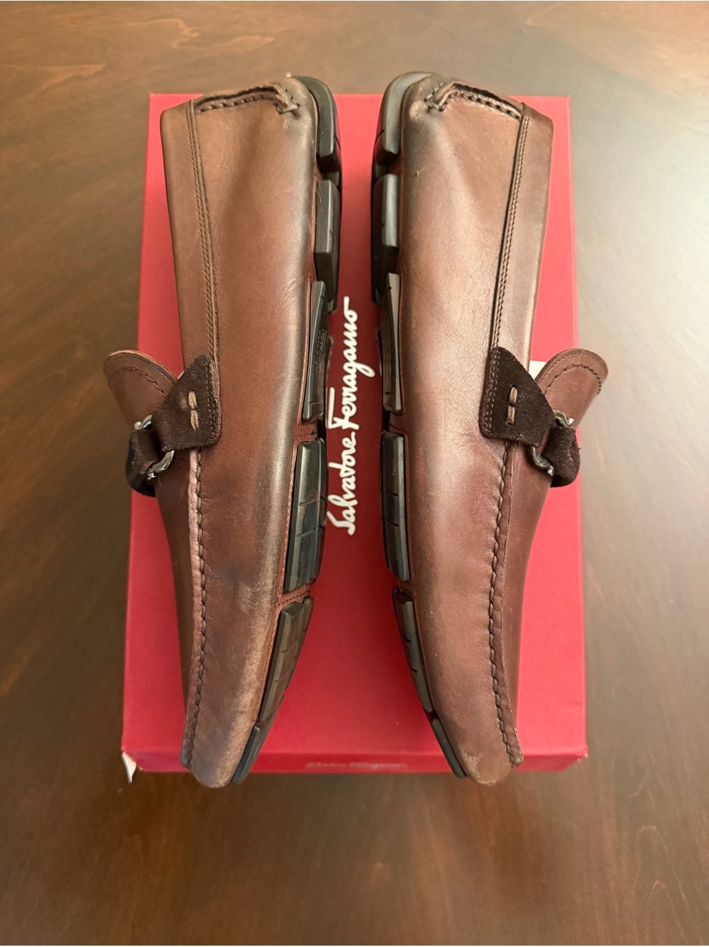 Salvatore Ferragamo Men’s Brown Leather Penny Loafers size 8.5 - Picture 4 of 5